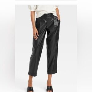 a new day Black Cropped Faux Leather Pants